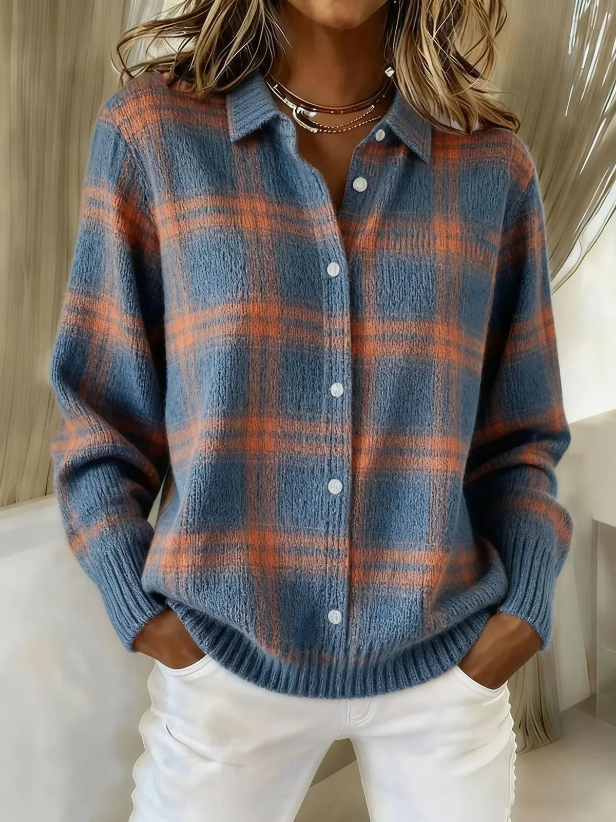 Ángela | Cardigan de Cuadros