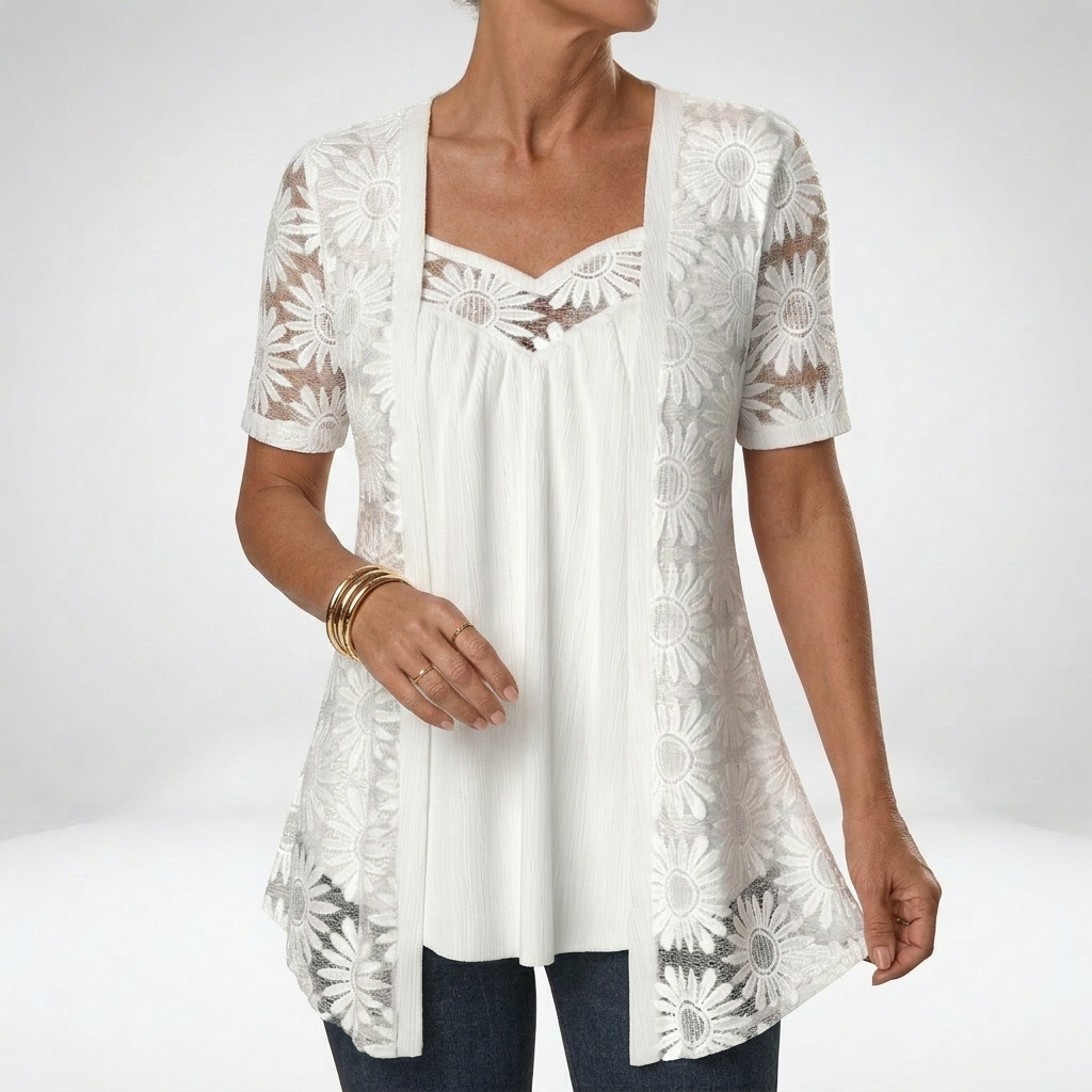 Soraya - Blusa blanca de encaje