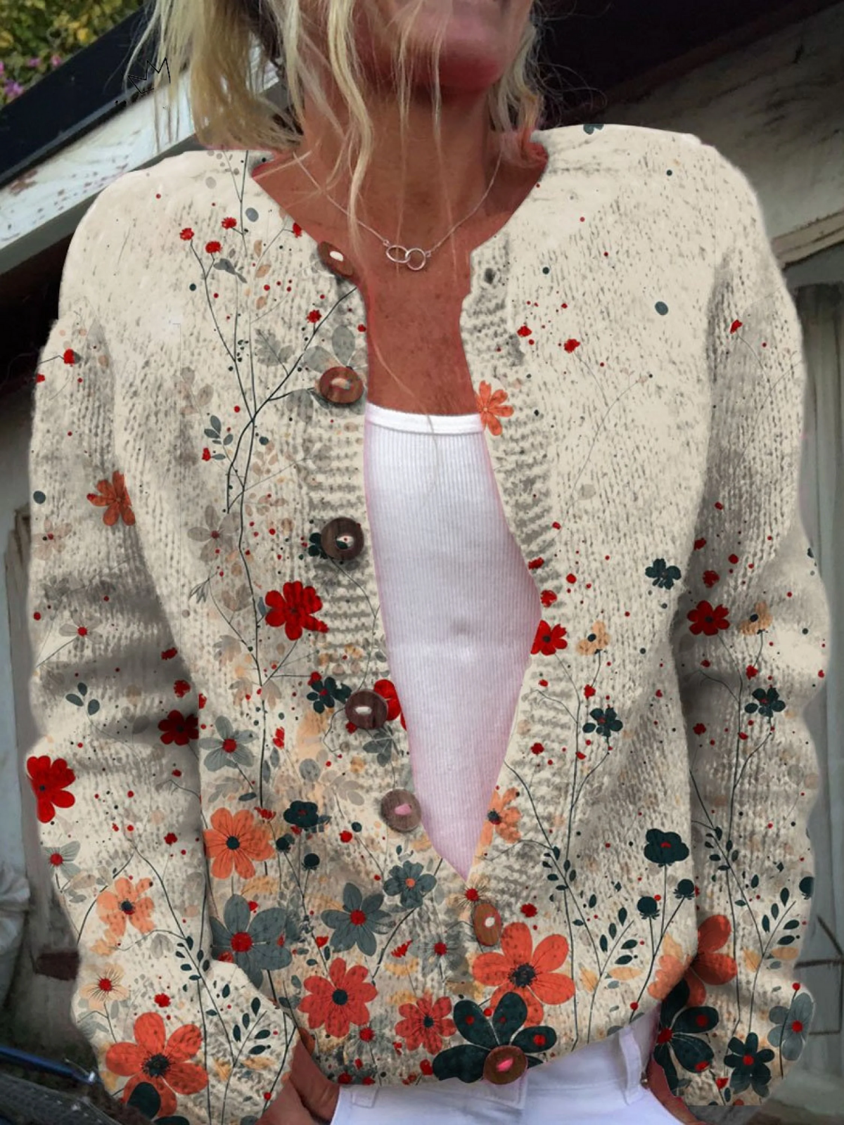 Wilma | Cardigan Floral de Punto Vintage