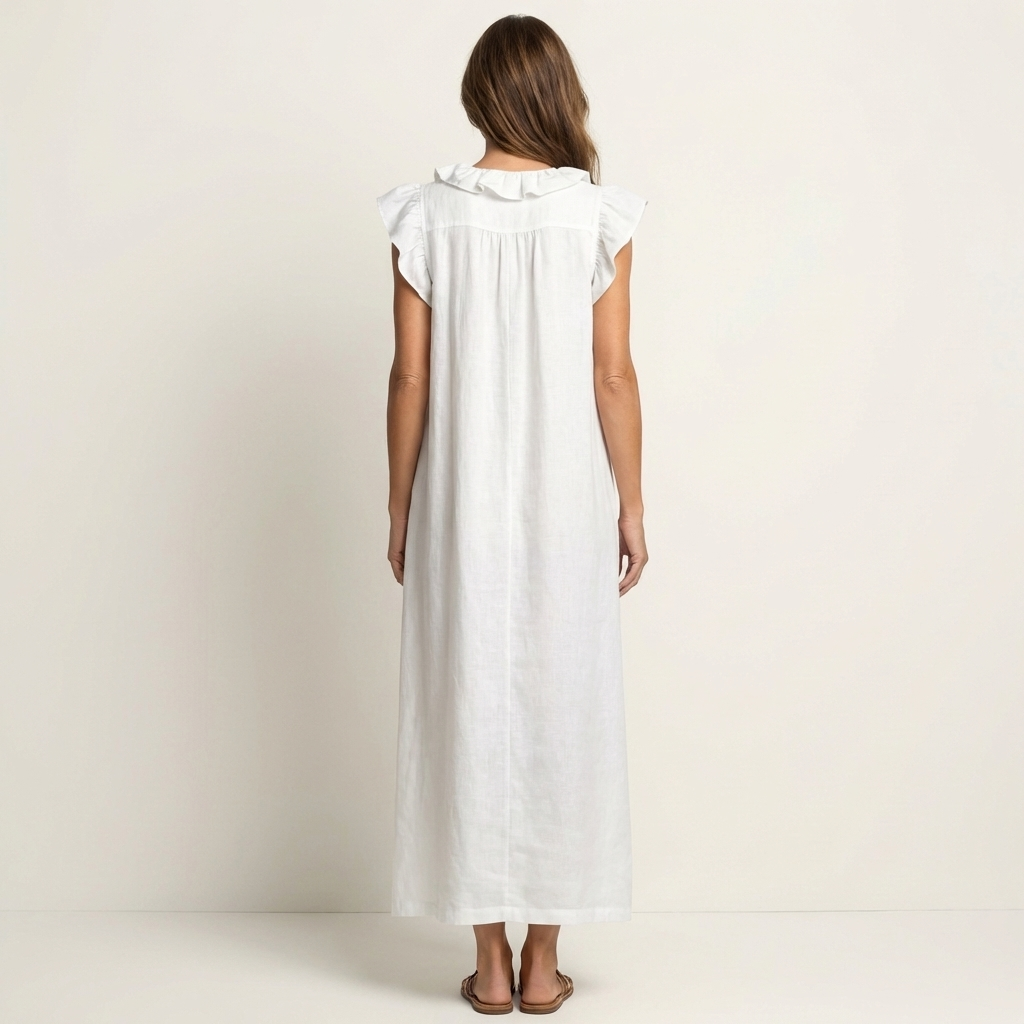 Mafalda | Vestito Maxi con Volant e Scollo a V