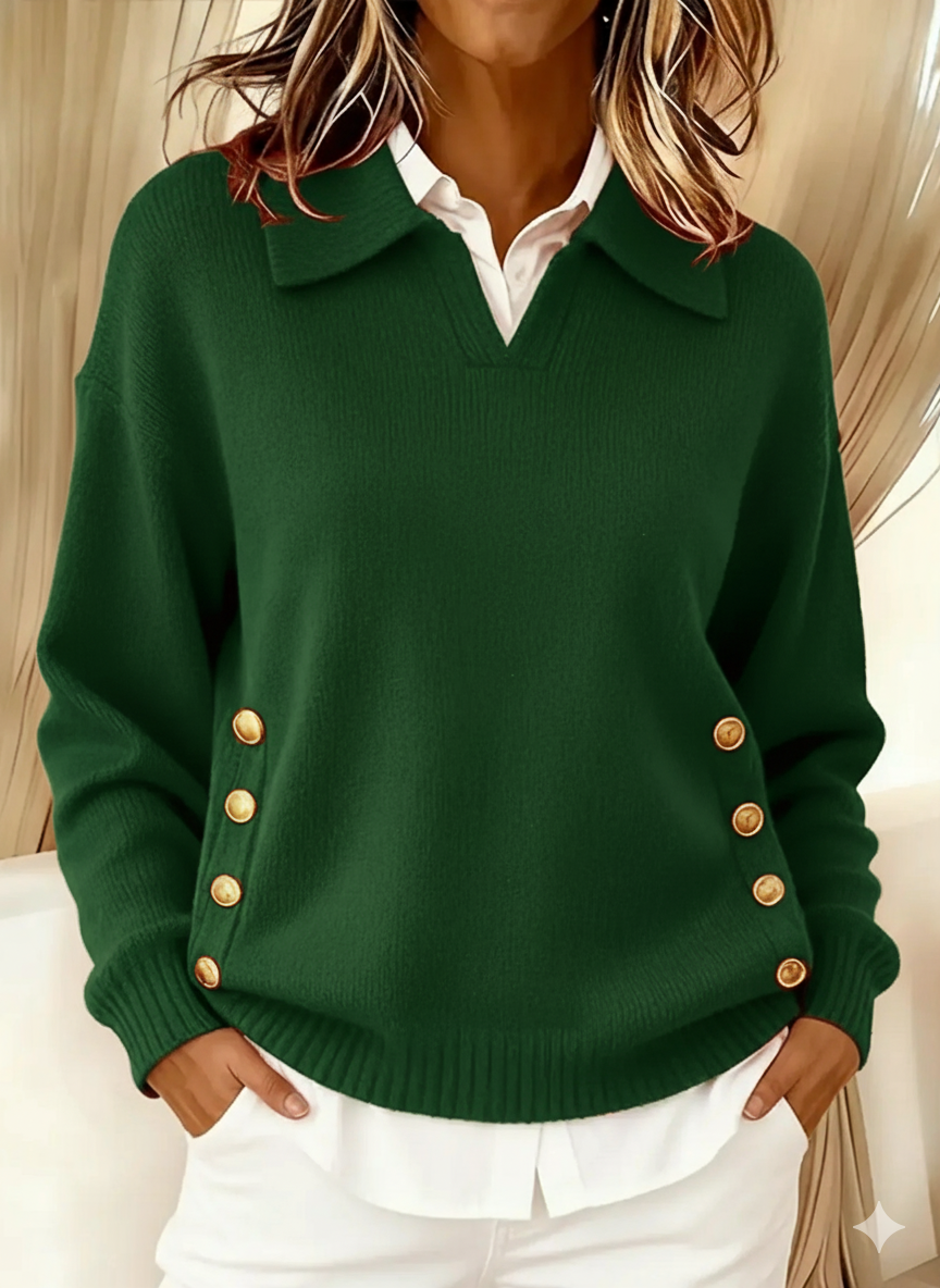 Remedios | Jersey con Cuello Polo y Botones