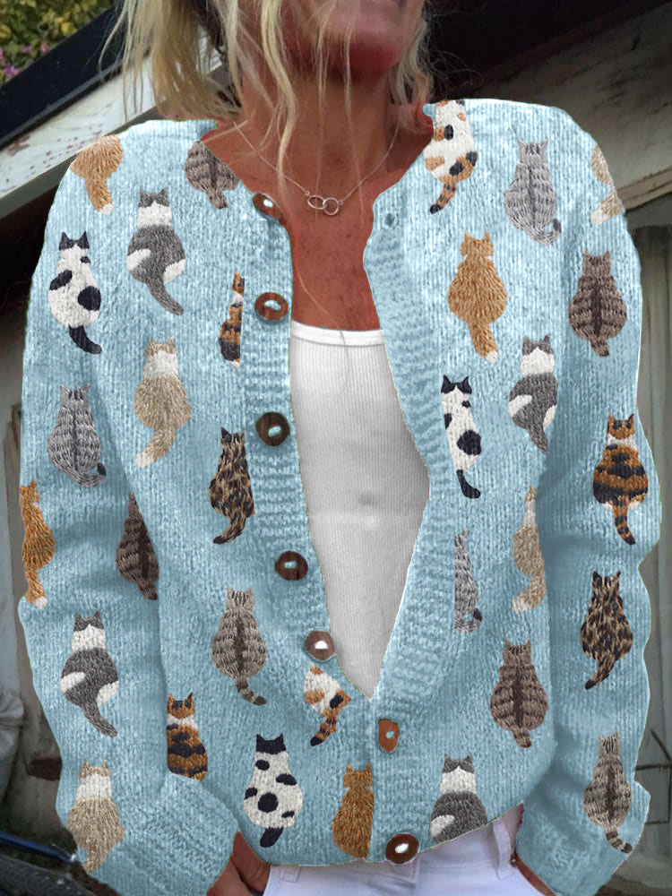 Filomena | Cardigan Cómodo con Estampado de Gatos