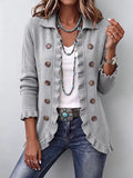 Teresa | Chaqueta Punto Acanalado Gris Jaspeado
