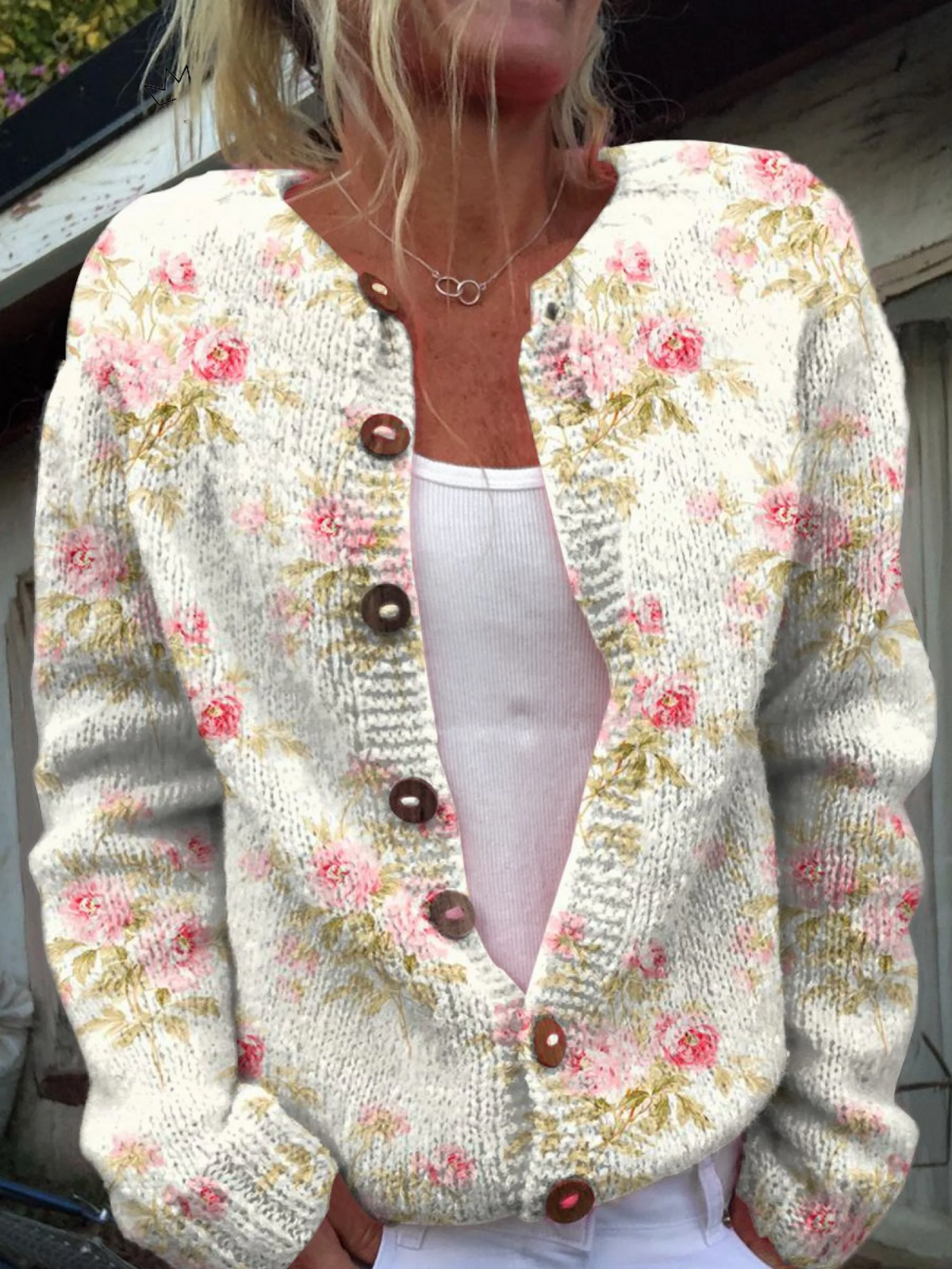 Serenella | Cardigan Floral de Punto Vintage