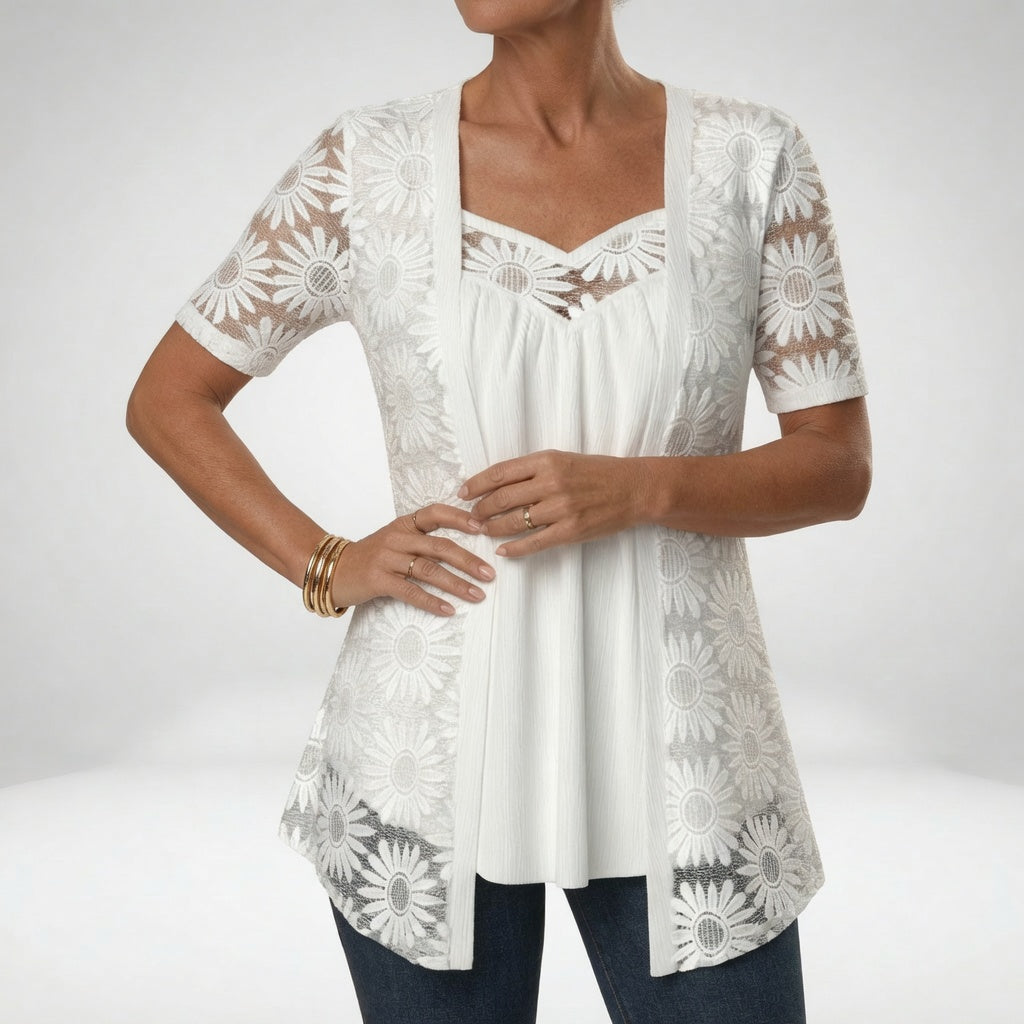Soraya - Blusa blanca de encaje