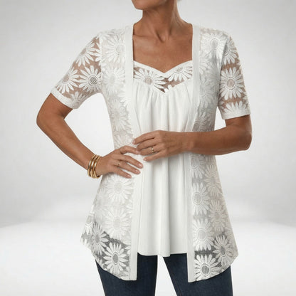 Soraya - Blusa blanca de encaje