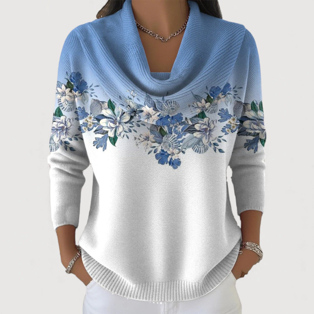 Fátima | Jersey Floral con Cuello Alto