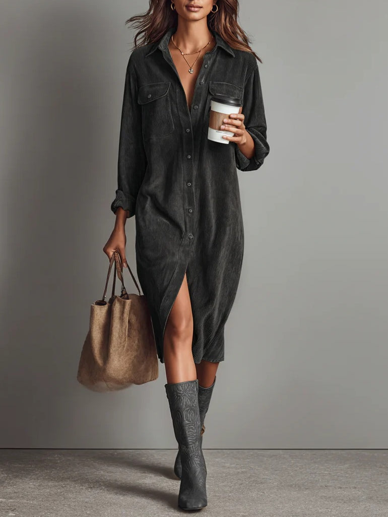 Vega - Vestido midi holgado de pana
