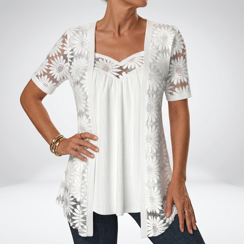 Soraya - Blusa blanca de encaje