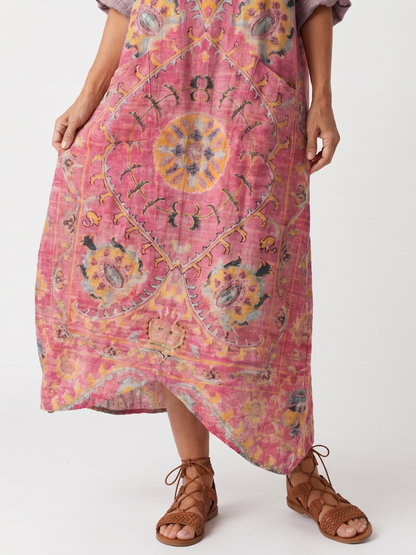 Domenica | Vestito Midi Rilassato Stampato con Tasche