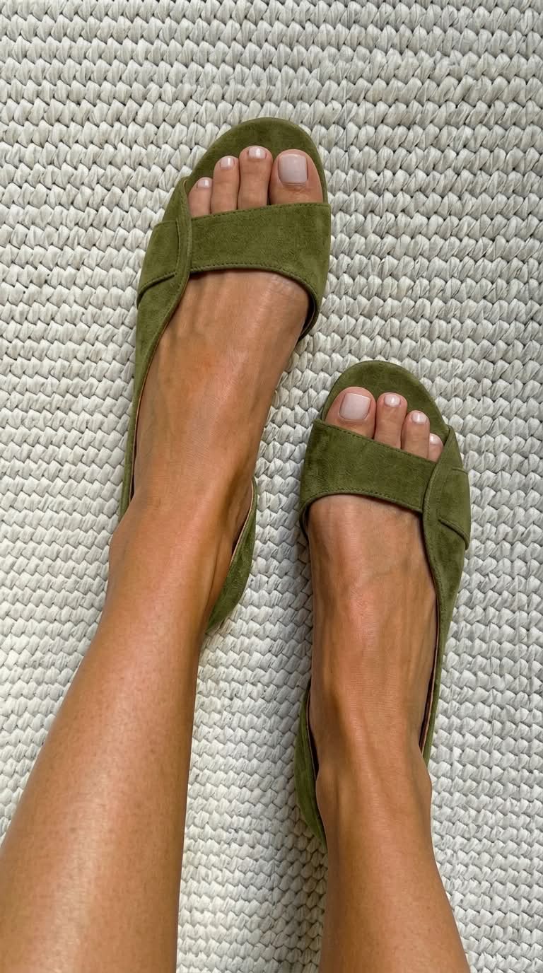 Sandalias casual de ante con slingback, punta abierta, suela plana
