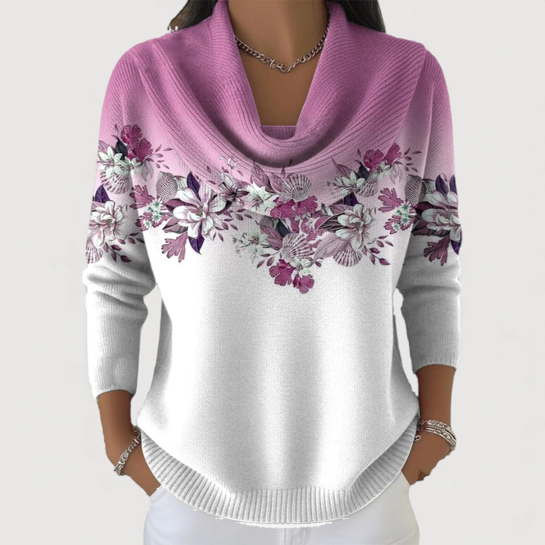 Fátima | Jersey Floral con Cuello Alto