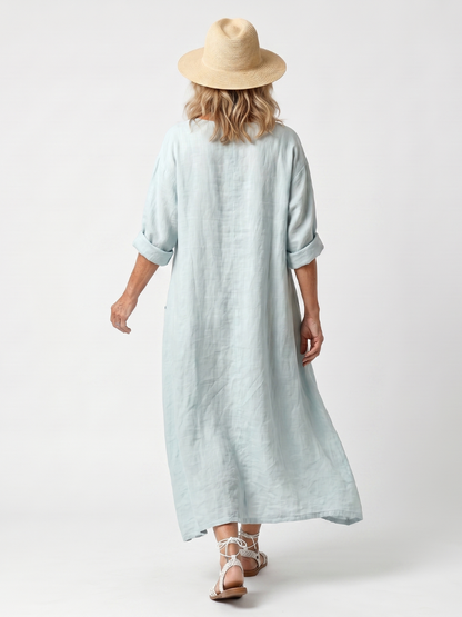 Laura | Vestito Midi Oversize Ricamato con Pannello Ornamentale