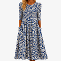 Teresa - Vestido midi cobalto con margaritas