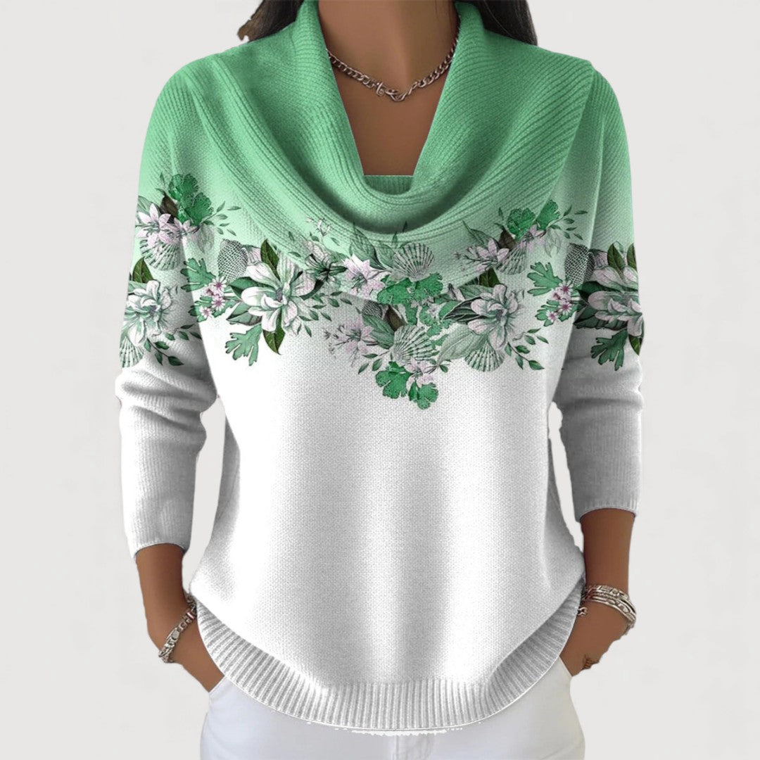 Fátima | Jersey Floral con Cuello Alto