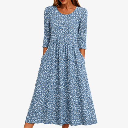 Marina - Vestido midi floral azul
