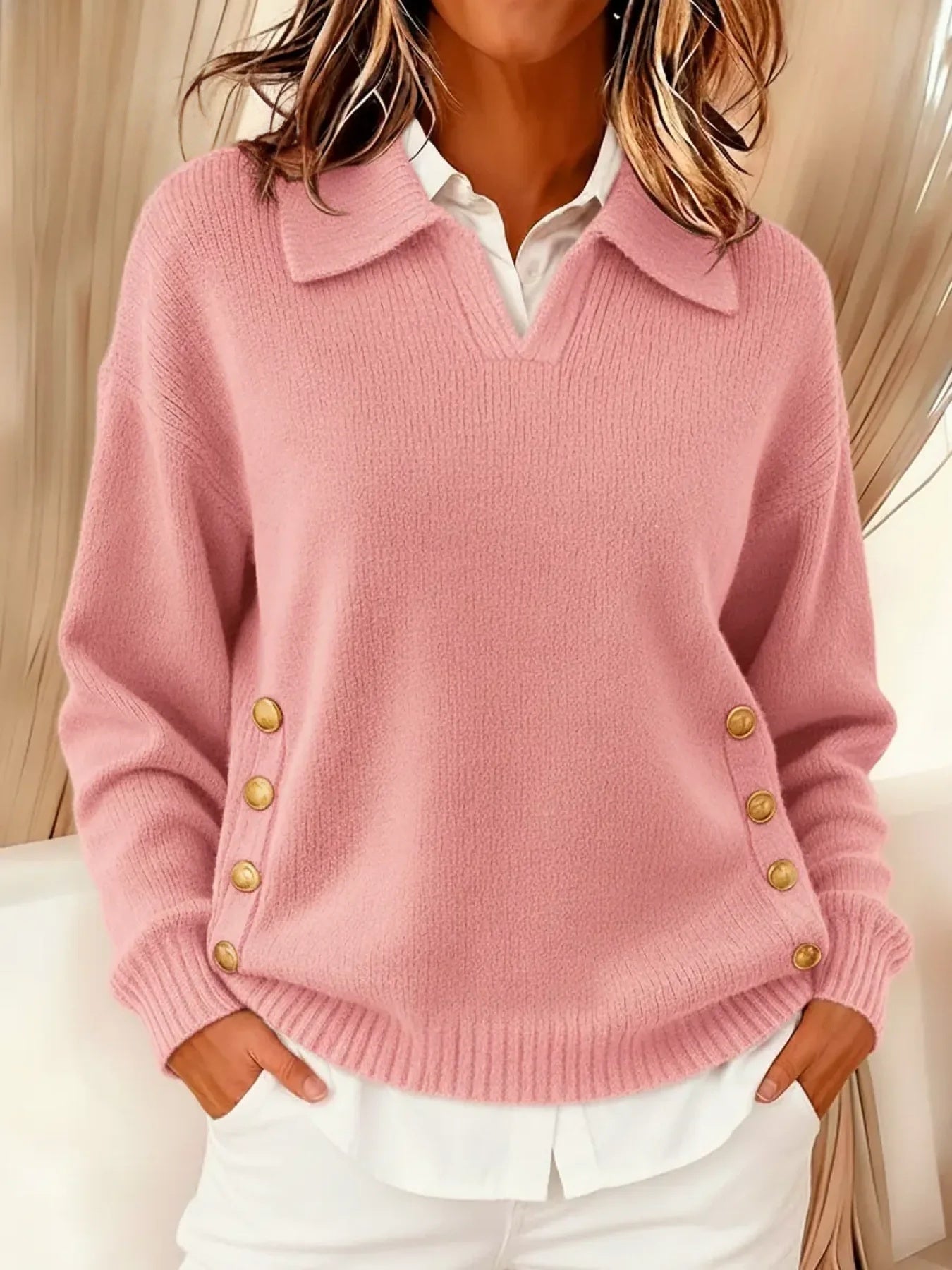 Remedios | Jersey con Cuello Polo y Botones