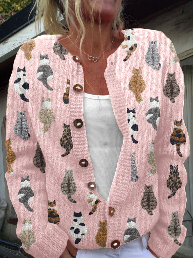 Filomena | Cardigan Cómodo con Estampado de Gatos