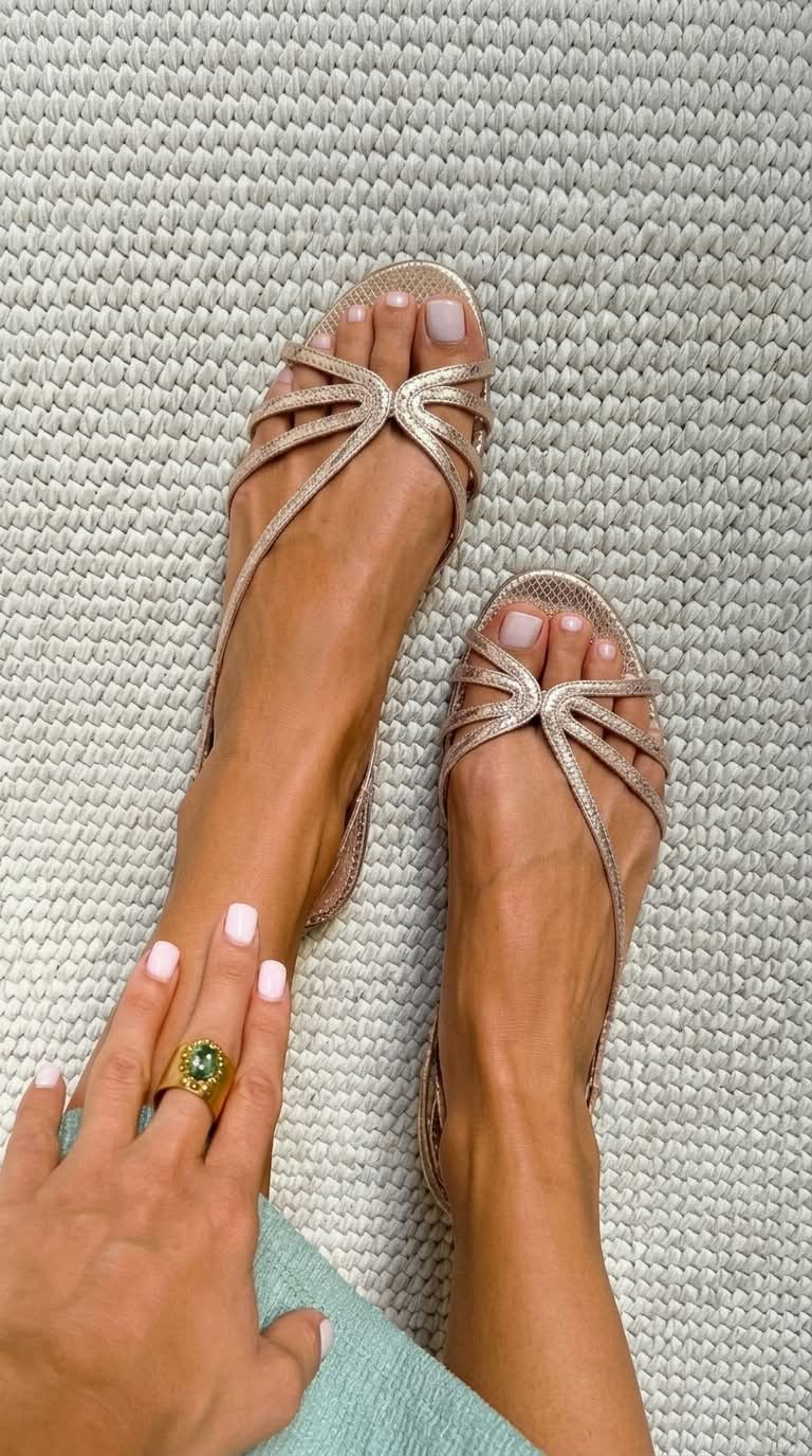 Sonia - Sandalias planas doradas