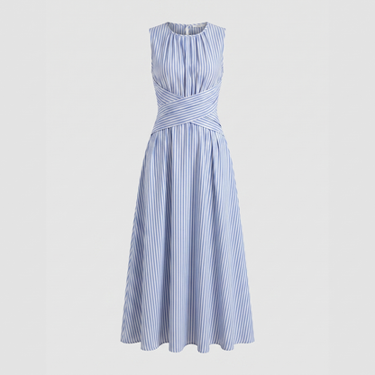 Adela - Vestido largo de rayas con cintura cruzada