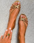Sonia - Sandalias planas doradas