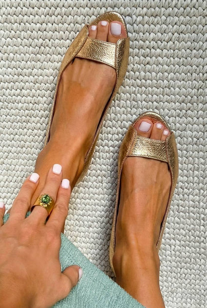 Olivia - Sandalias abiertas doradas