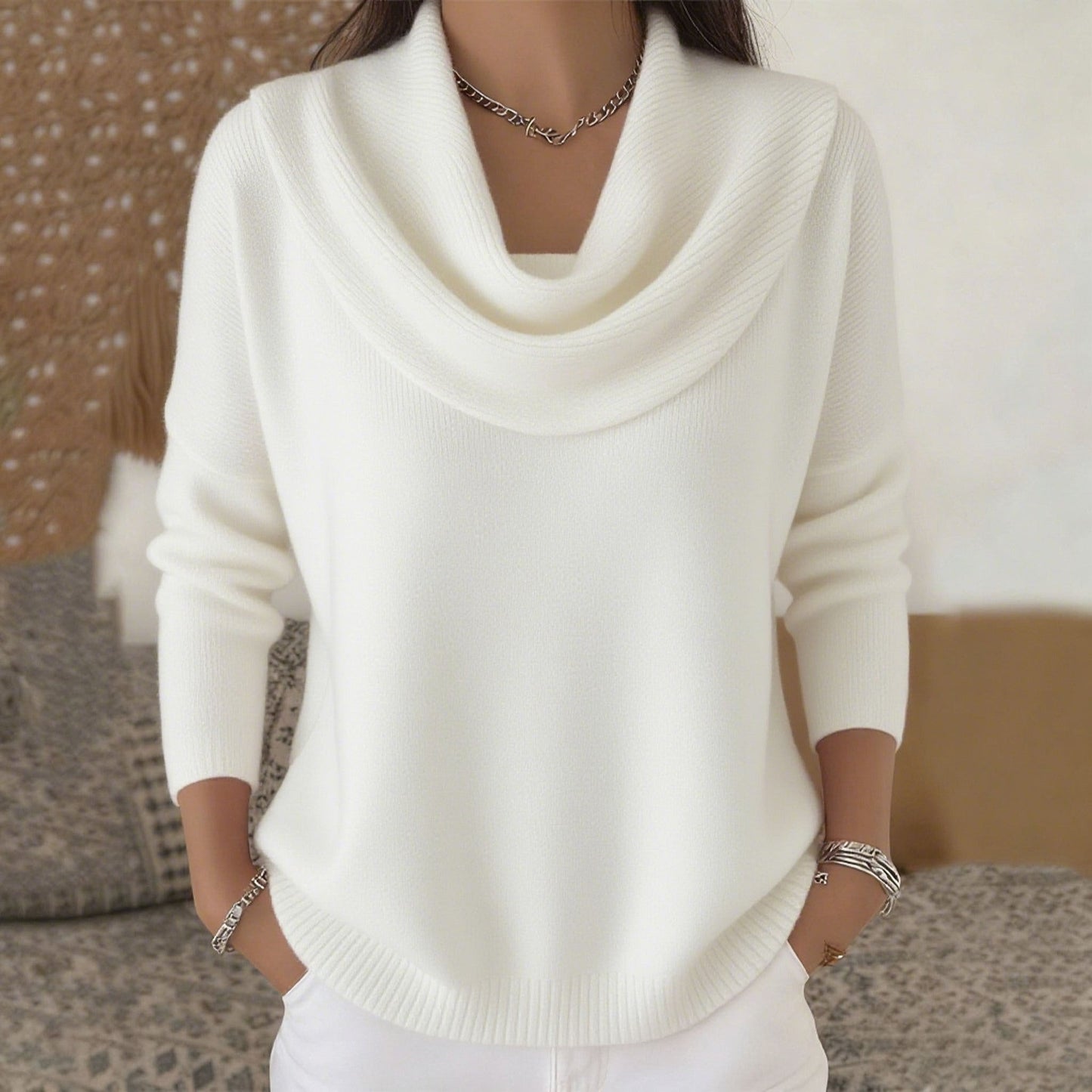 Constanza | Jersey con Cuello Drapeado