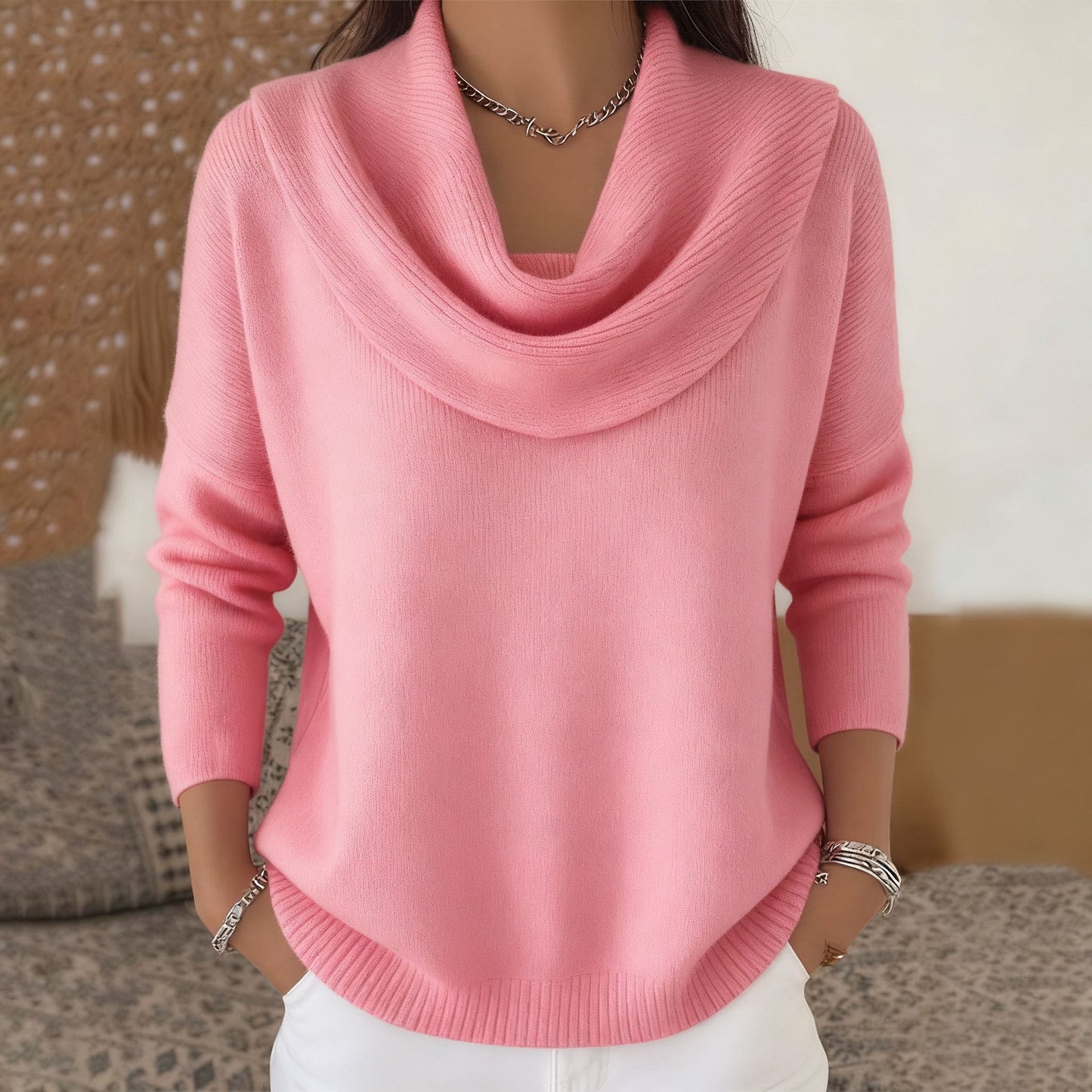 Constanza | Jersey con Cuello Drapeado
