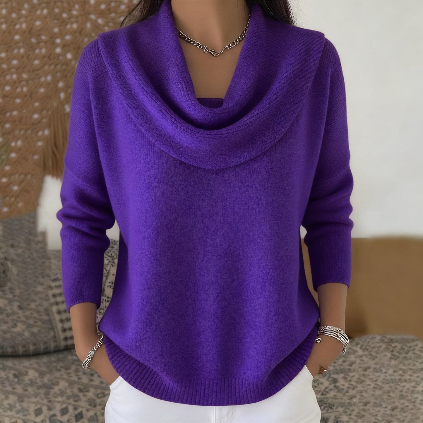 Constanza | Jersey con Cuello Drapeado