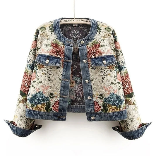 Valeria - Cazadora vaquera floral jacquard