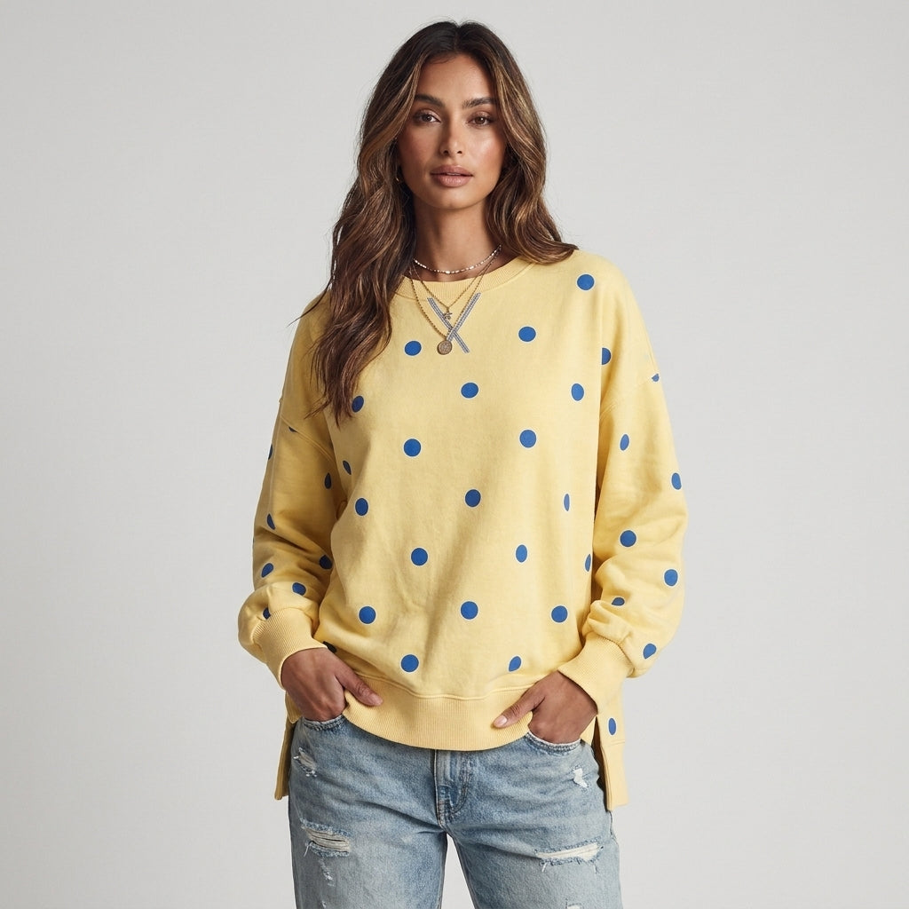 Silvia | Maglione Giallo a Pois Blu