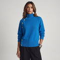 Susana - Maglione a Collo Alto Chic Elegante con Bottonatura Asimmetrica