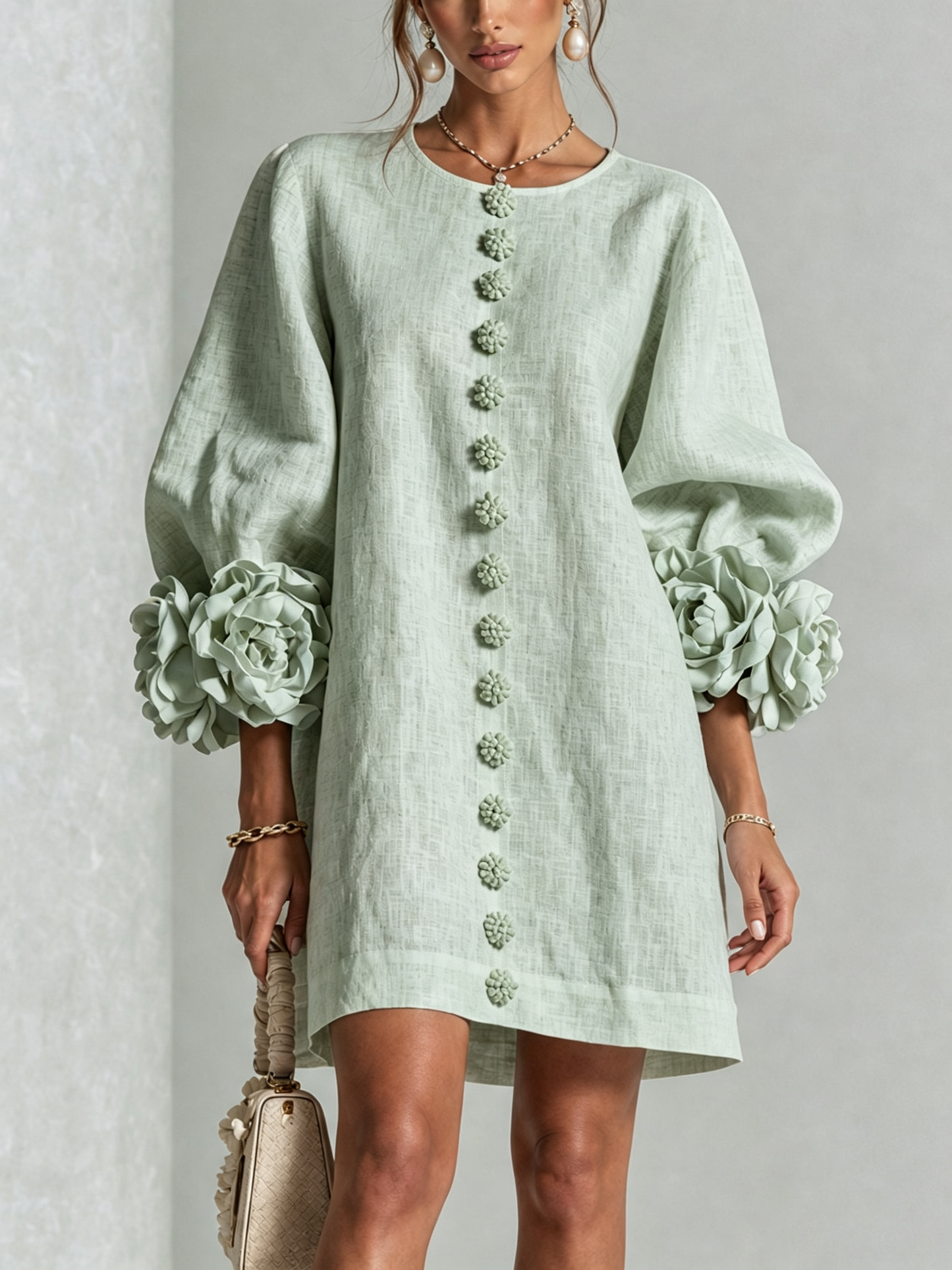 Ana - Vestido mini con puños florales