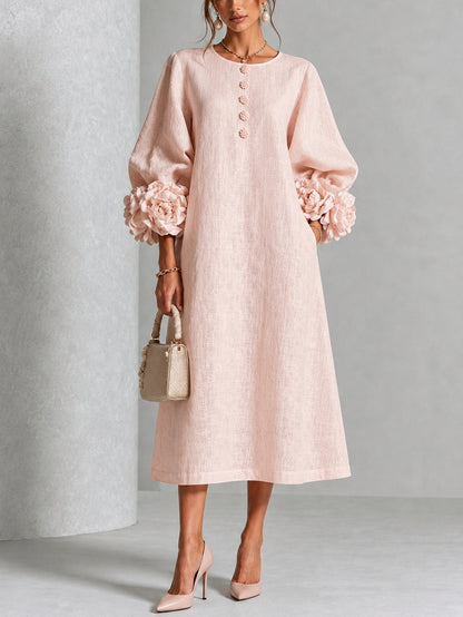 Desiré - Vestido midi con puños florales