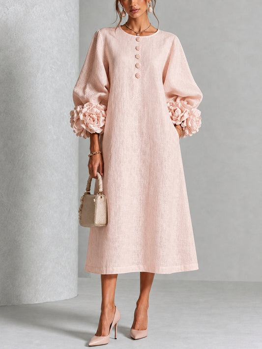 Desiré - Vestido midi con puños florales