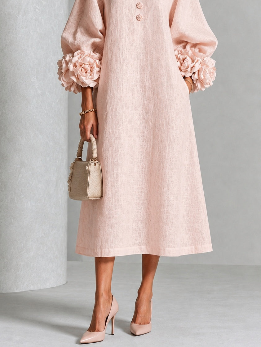 Desiré - Vestido midi con puños florales
