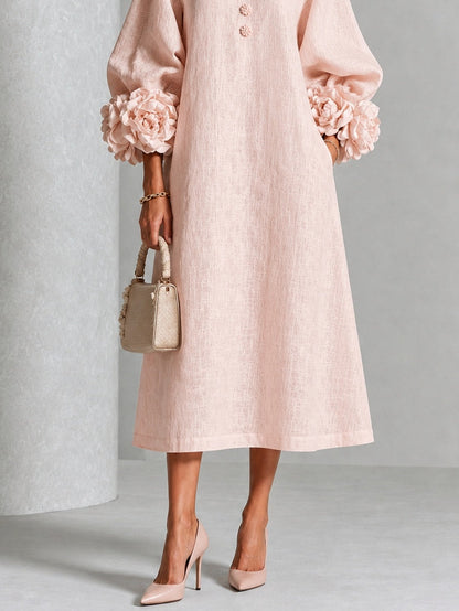 Desiré - Vestido midi con puños florales