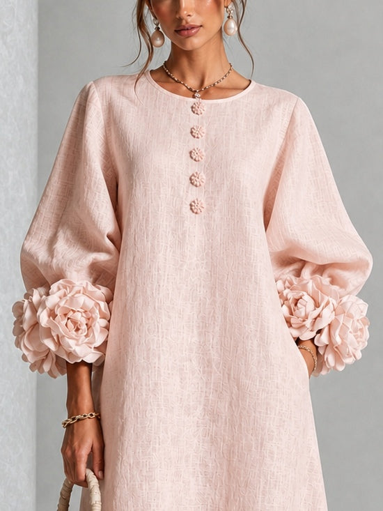 Desiré - Vestido midi con puños florales
