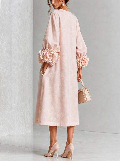 Desiré - Vestido midi con puños florales