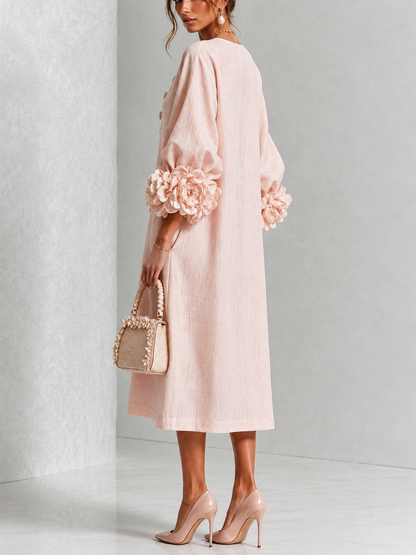 Desiré - Vestido midi con puños florales