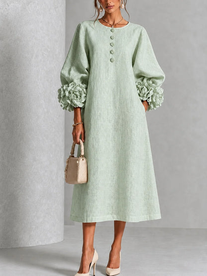 Desiré - Vestido midi con puños florales