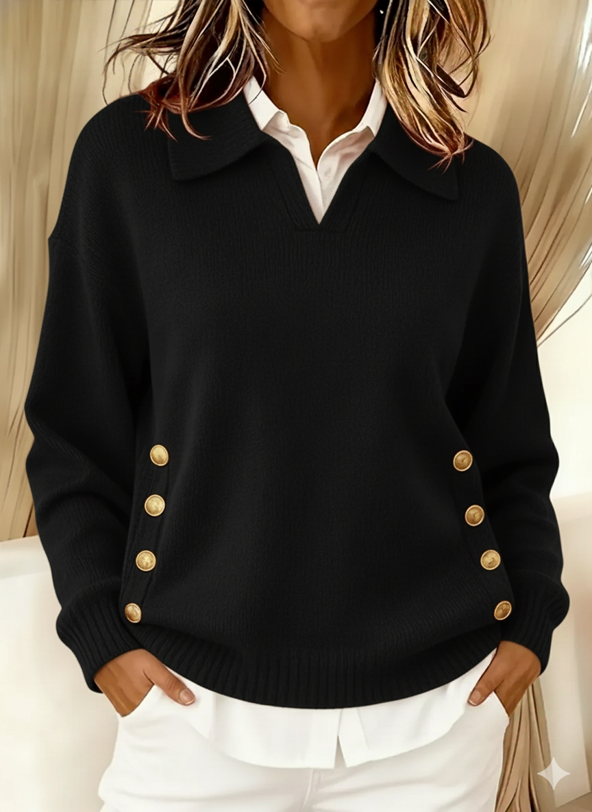 Remedios | Jersey con Cuello Polo y Botones