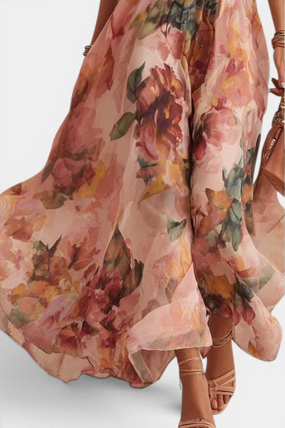 Flora - Vestido maxi floral de un hombro