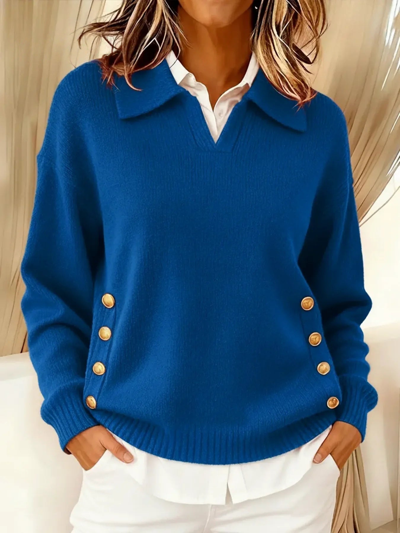 Remedios | Jersey con Cuello Polo y Botones