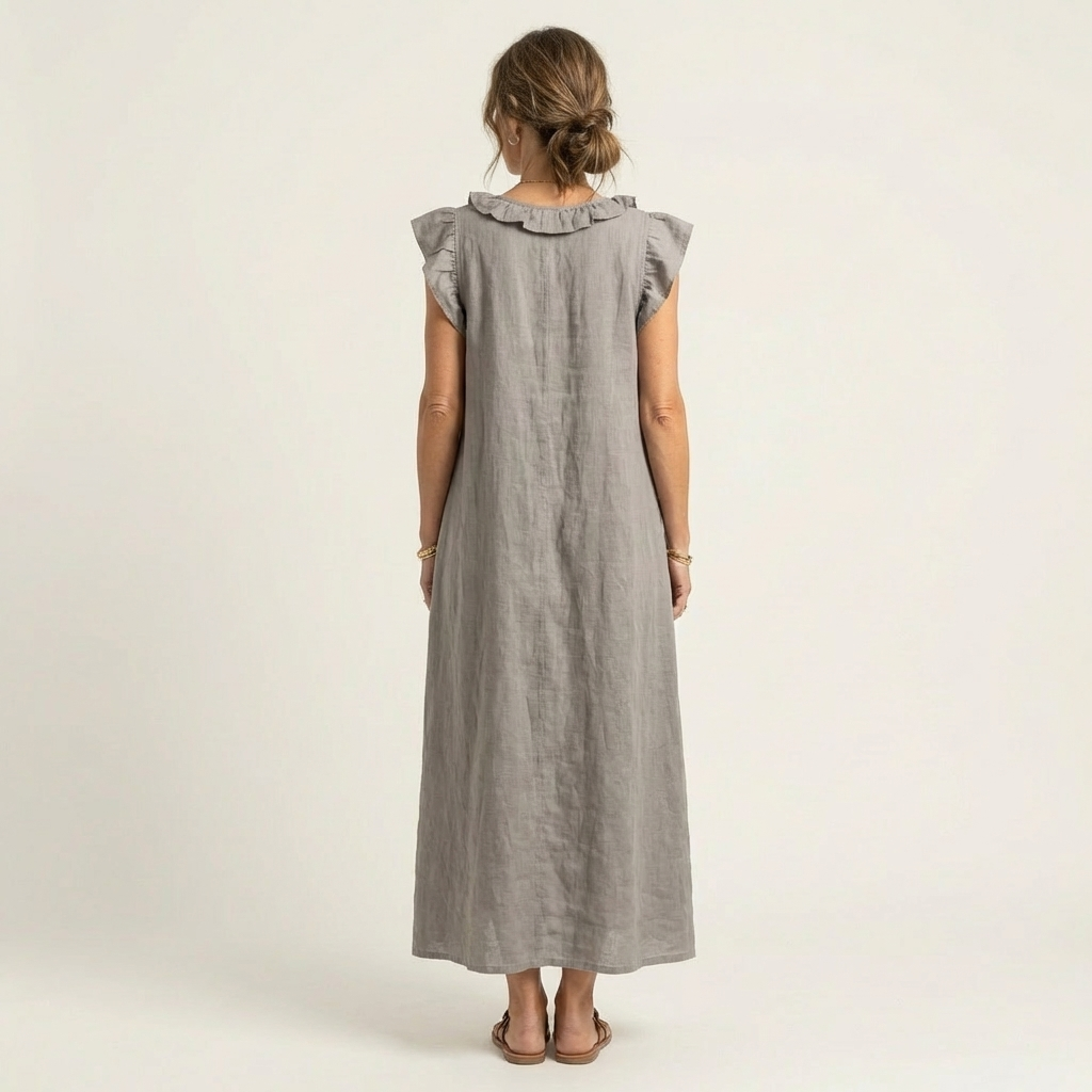 Mafalda | Vestito Maxi con Volant e Scollo a V