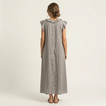 Mafalda | Vestito Maxi con Volant e Scollo a V