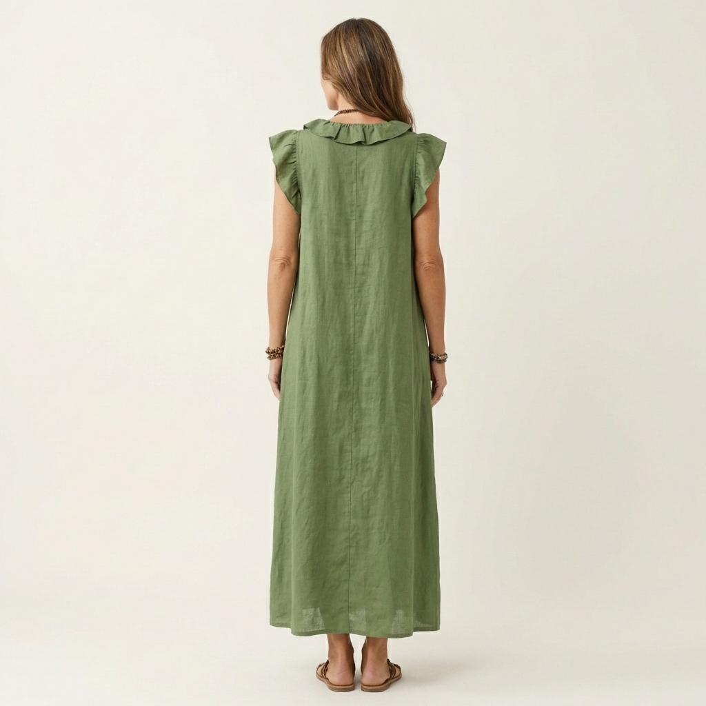 Mafalda | Vestito Maxi con Volant e Scollo a V