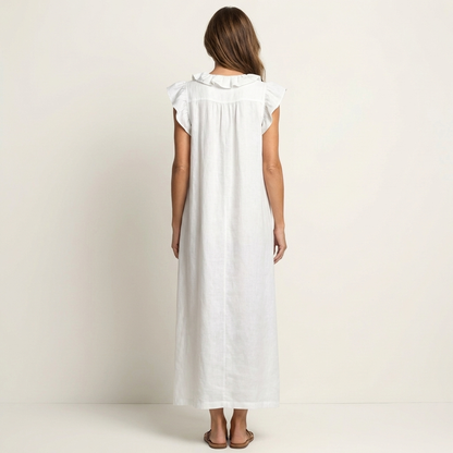 Mafalda | Vestito Maxi con Volant e Scollo a V