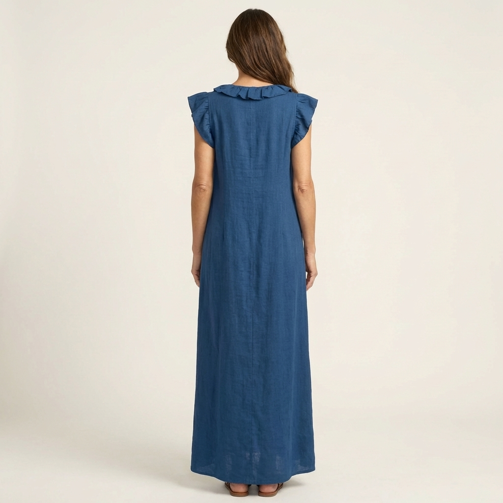 Mafalda | Vestito Maxi con Volant e Scollo a V