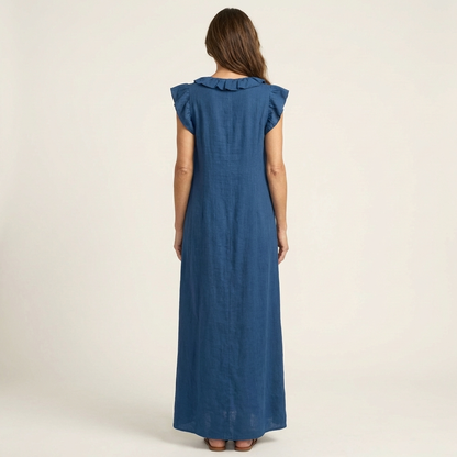 Mafalda | Vestito Maxi con Volant e Scollo a V